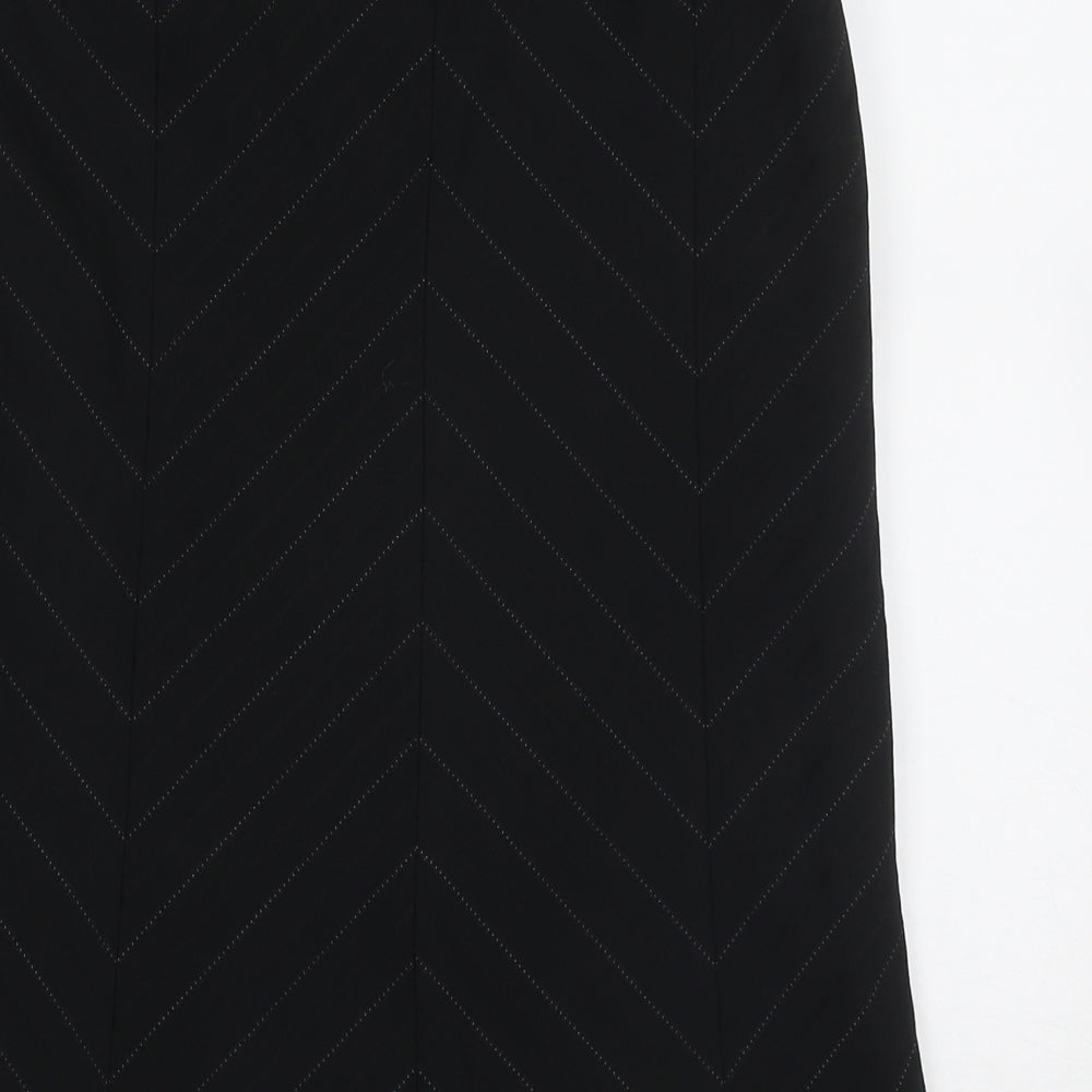 NEXT Womens Black Geometric Polyester A-Line Skirt Size 8   Zip