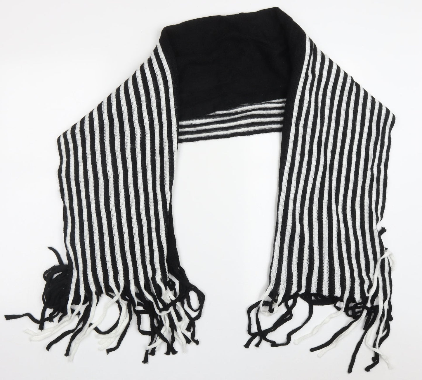 Boohoo Womens Black Striped Acrylic  Scarf