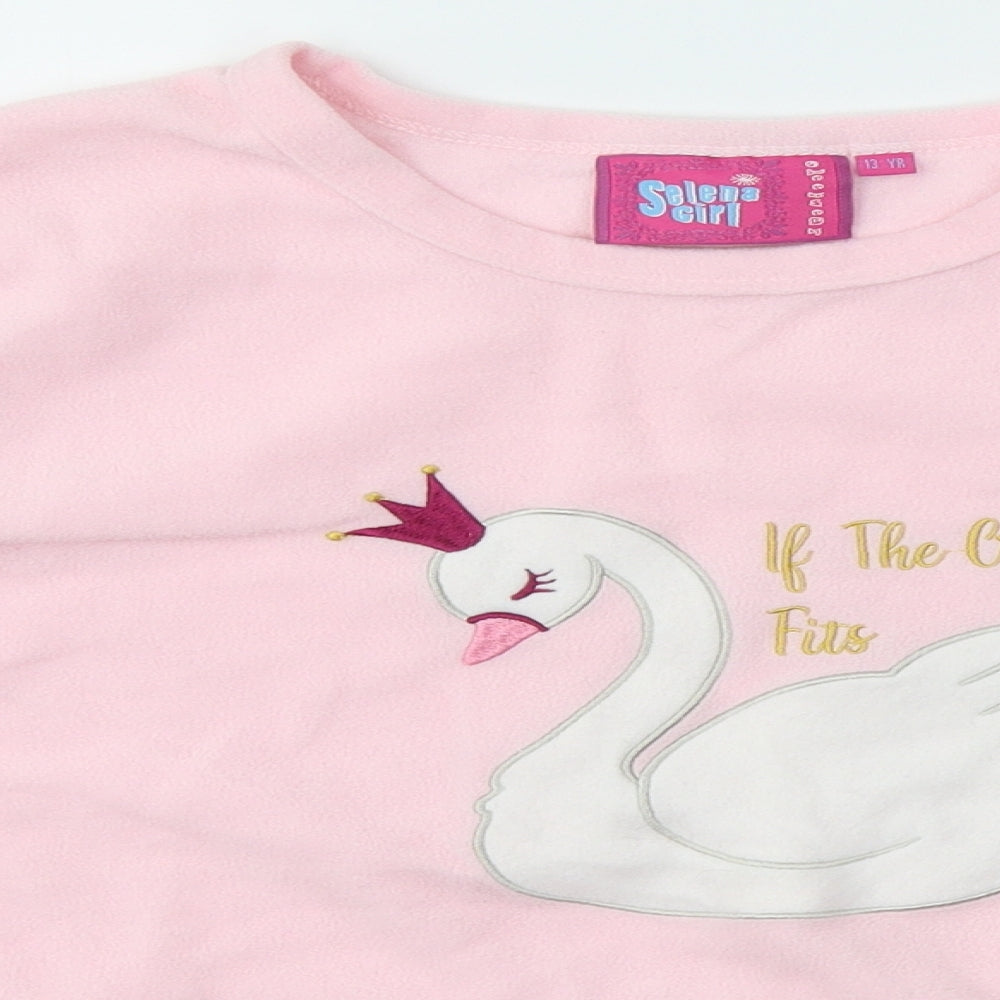 Selena Girl Girls Pink  Polyester Top Pyjama Top Size 13 Years   - If the crown fits/swan