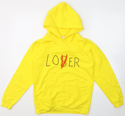 Justhoods Girls Yellow  Cotton Pullover Hoodie Size 12-13 Years   - Loser/Lover