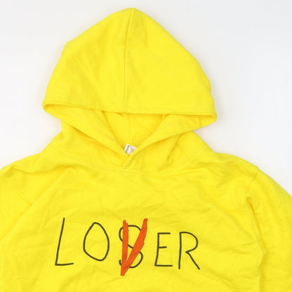 Justhoods Girls Yellow  Cotton Pullover Hoodie Size 12-13 Years   - Loser/Lover