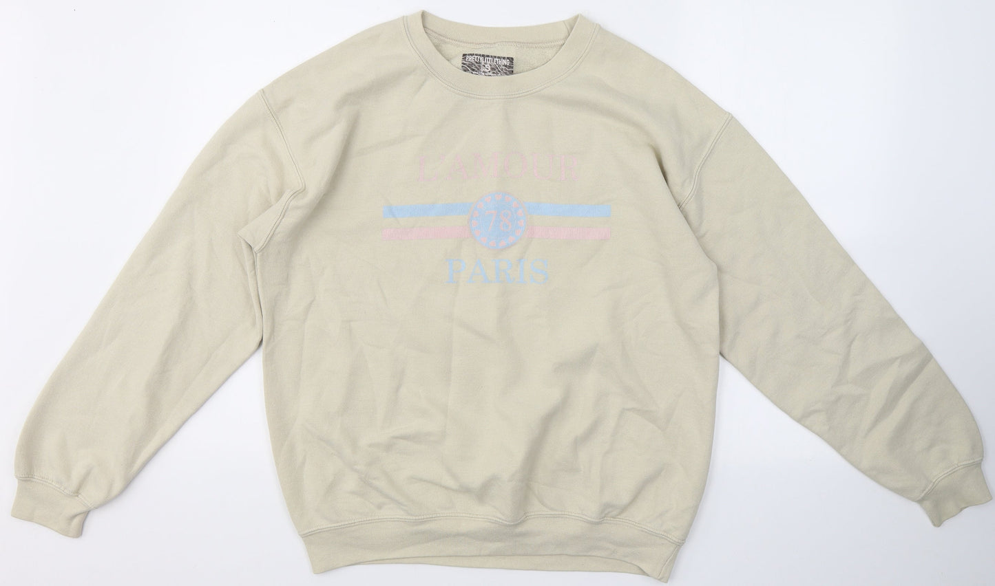 Womens UK Size S PRETTYLITTLETHING Beige Pullover Jumper
