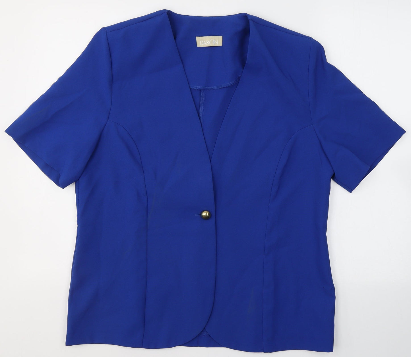 Daxon Womens Blue   Jacket Blazer Size 14  Buckle - Short sleeve blazer