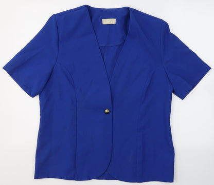 Daxon Womens Blue   Jacket Blazer Size 14  Buckle - Short sleeve blazer