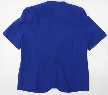 Daxon Womens Blue   Jacket Blazer Size 14  Buckle - Short sleeve blazer