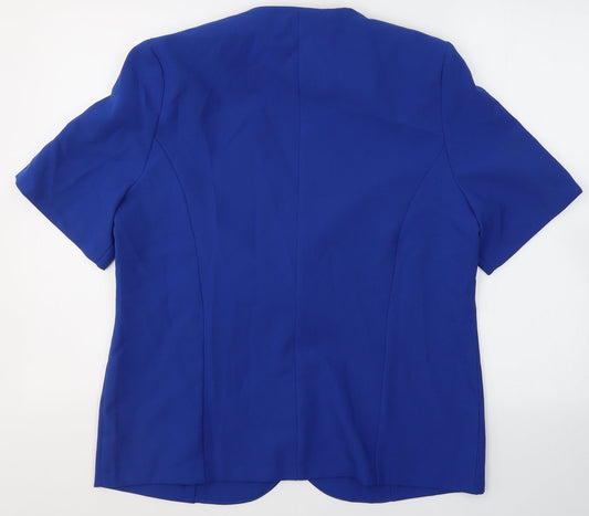 Daxon Womens Blue   Jacket Blazer Size 14  Buckle - Short sleeve blazer