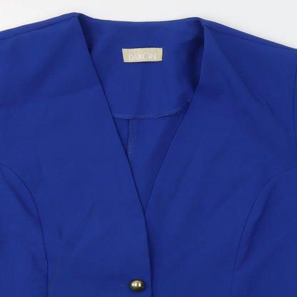 Daxon Womens Blue   Jacket Blazer Size 14  Buckle - Short sleeve blazer