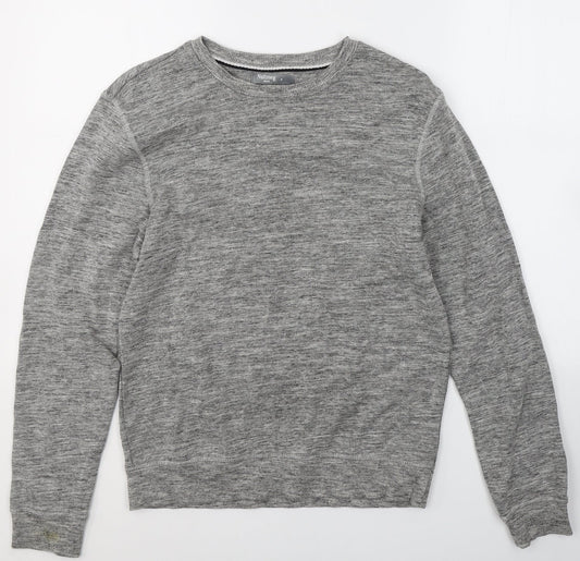 Nutmeg Mens Grey Round Neck  Cotton Pullover Jumper Size S