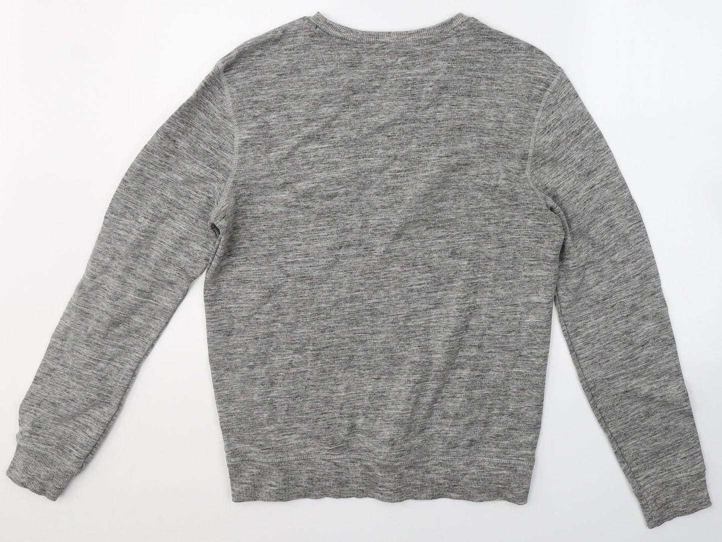 Nutmeg Mens Grey Round Neck  Cotton Pullover Jumper Size S