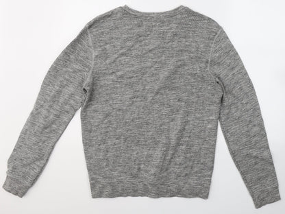 Nutmeg Mens Grey Round Neck  Cotton Pullover Jumper Size S