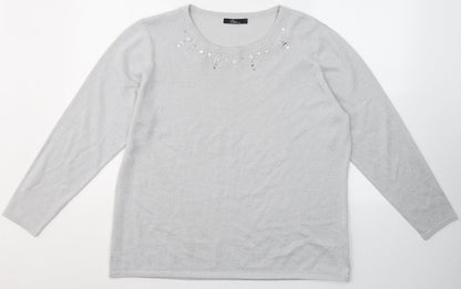 Womens UK Size L BHS Grey Basic Blouse