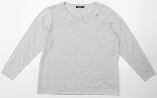 Womens UK Size L BHS Grey Basic Blouse