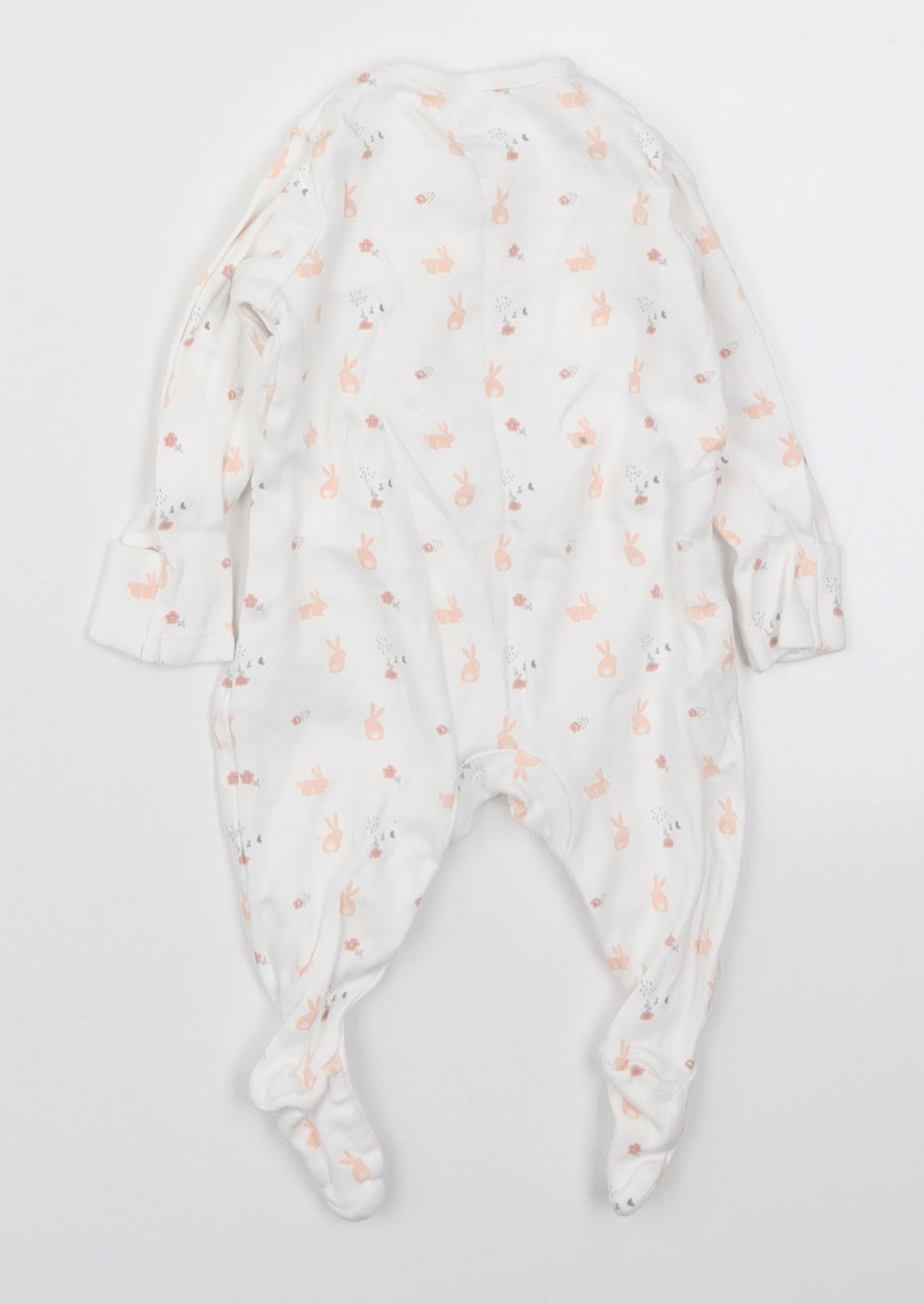 F&F Girls White Solid Cotton Cami One Piece Size 0-3 Months  Button - Rabbits