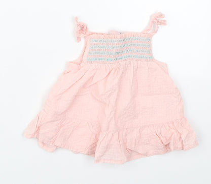 Catherine Malandrino Girls Pink  Cotton A-Line  Size 3-6 Months  Square Neck Pullover