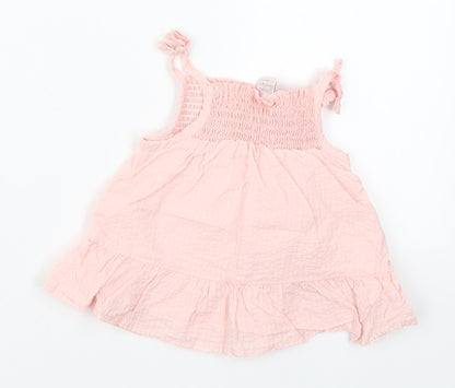 Catherine Malandrino Girls Pink  Cotton A-Line  Size 3-6 Months  Square Neck Pullover