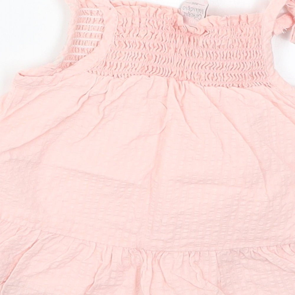 Catherine Malandrino Girls Pink  Cotton A-Line  Size 3-6 Months  Square Neck Pullover