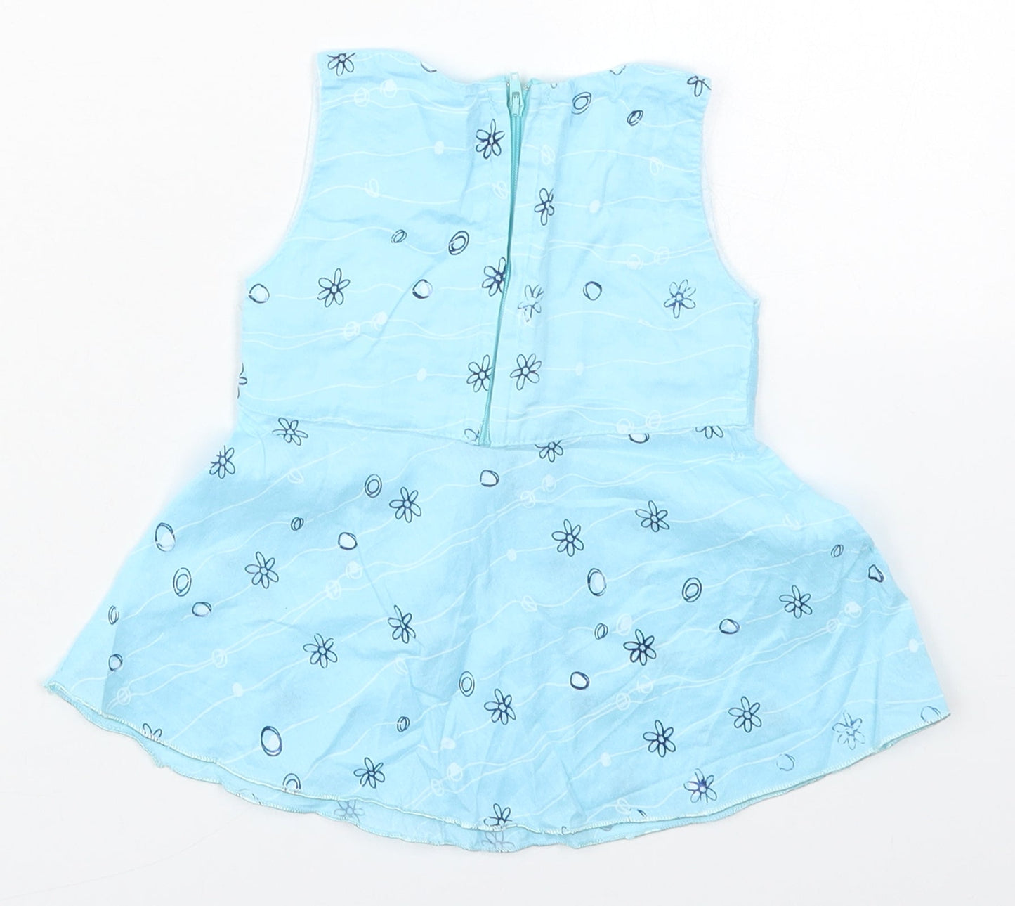Riyamoni Girls Blue Geometric Cotton Basic Tank Size 3 Years Round Neck Zip - Flowers