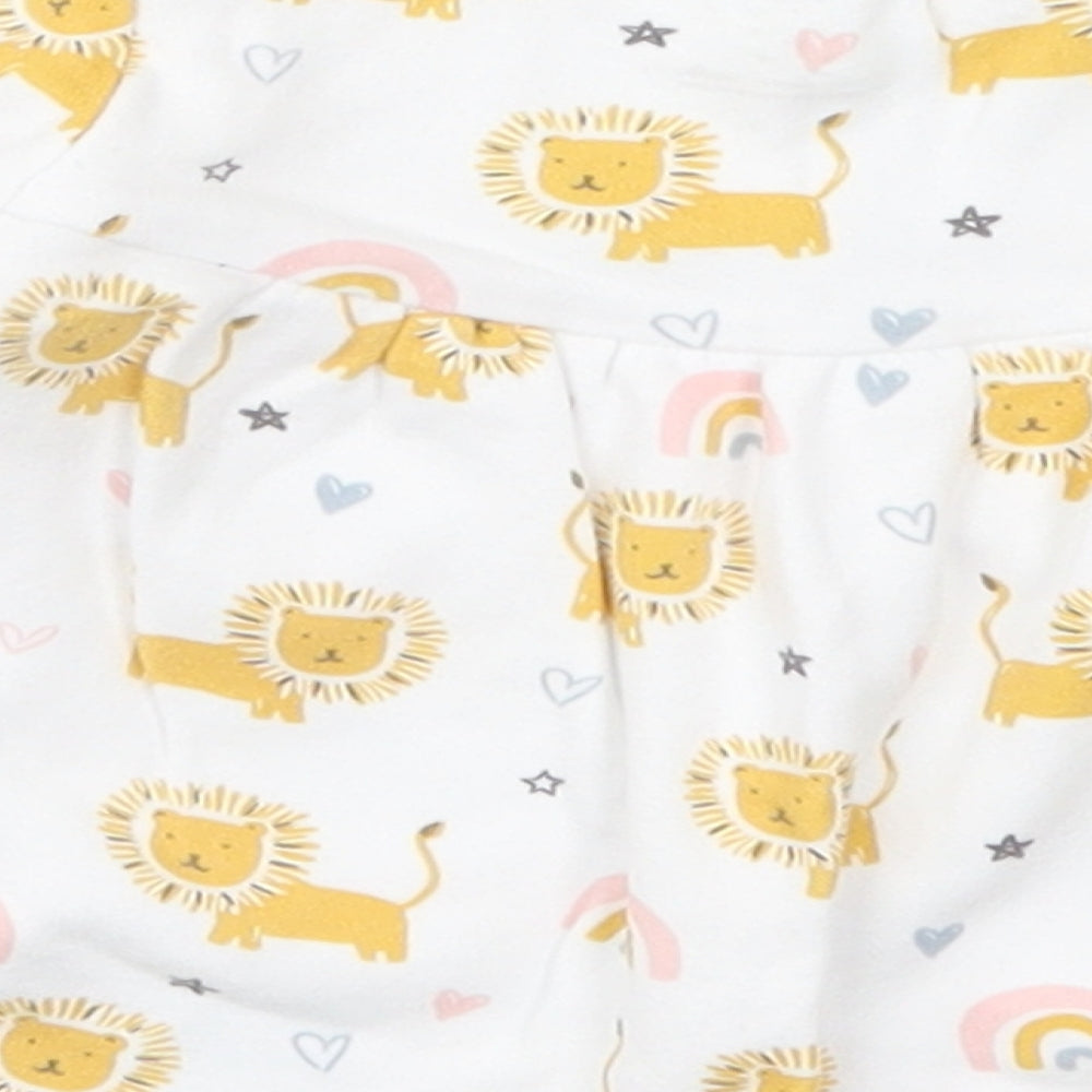 Fred & Flo Girls Multicoloured  Cotton Basic T-Shirt Size 0-3 Months Crew Neck Pullover - Lions and Rainbows