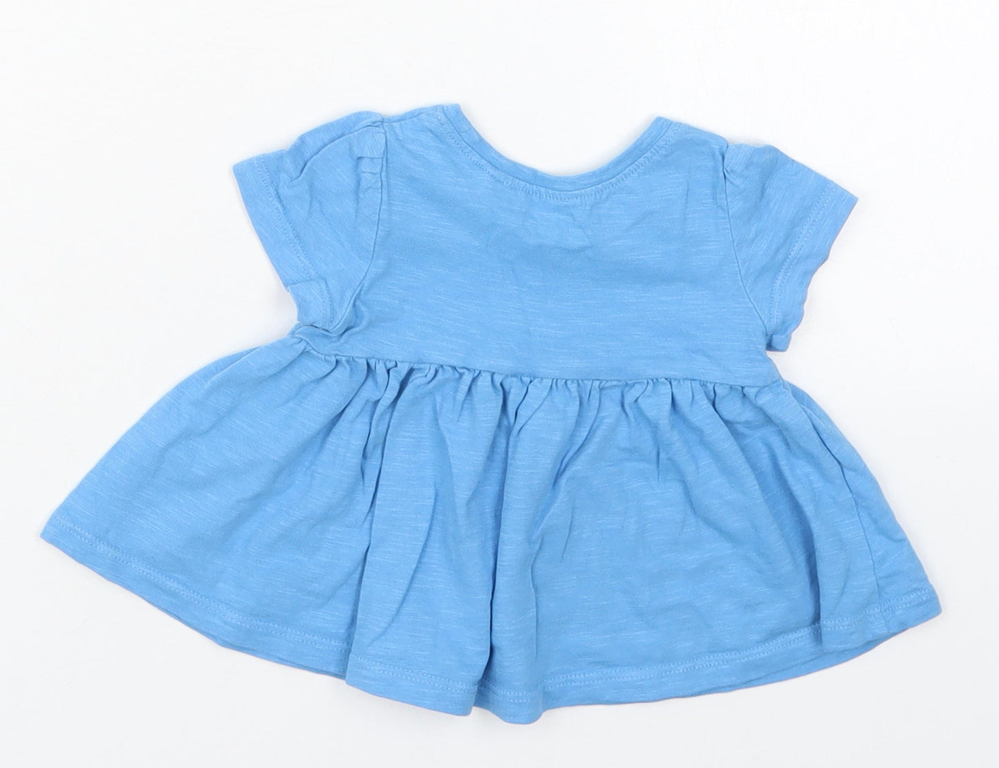 NEXT Girls Blue  Cotton Basic T-Shirt Size 3-6 Months Cowl Neck Pullover