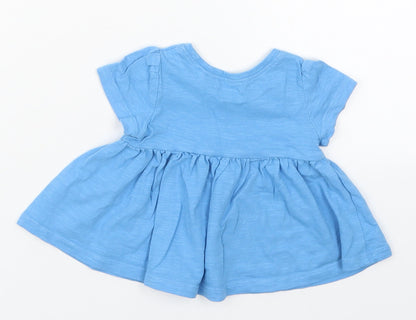 NEXT Girls Blue  Cotton Basic T-Shirt Size 3-6 Months Cowl Neck Pullover