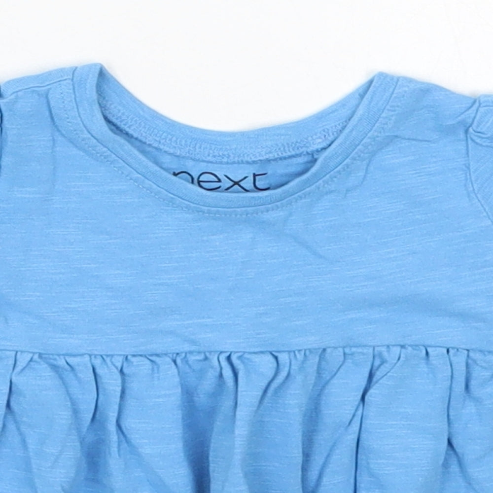 NEXT Girls Blue  Cotton Basic T-Shirt Size 3-6 Months Cowl Neck Pullover