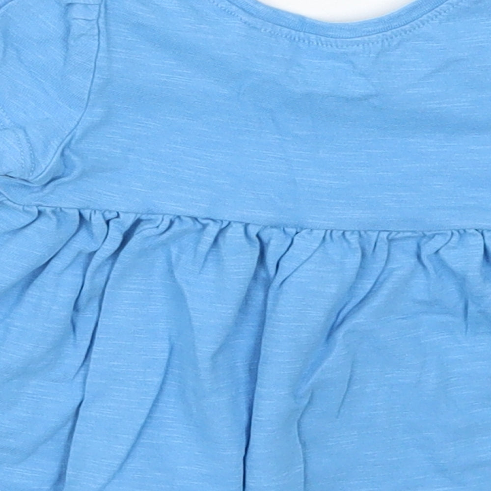 NEXT Girls Blue  Cotton Basic T-Shirt Size 3-6 Months Cowl Neck Pullover