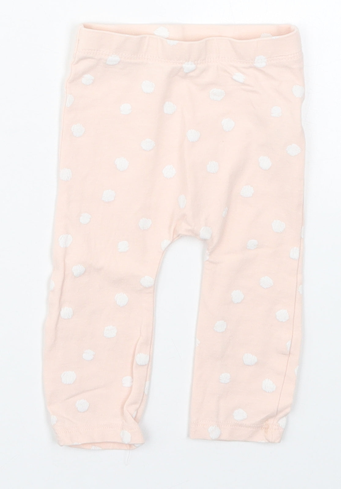 Matalan Girls Pink Polka Dot Cotton Capri Leggings Size 3-6 Months