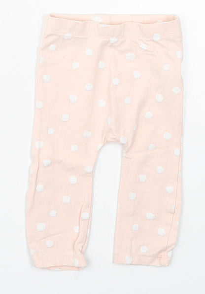 Matalan Girls Pink Polka Dot Cotton Capri Leggings Size 3-6 Months