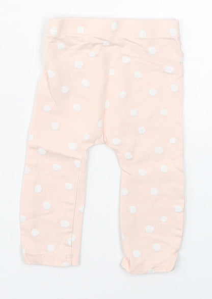 Matalan Girls Pink Polka Dot Cotton Capri Leggings Size 3-6 Months