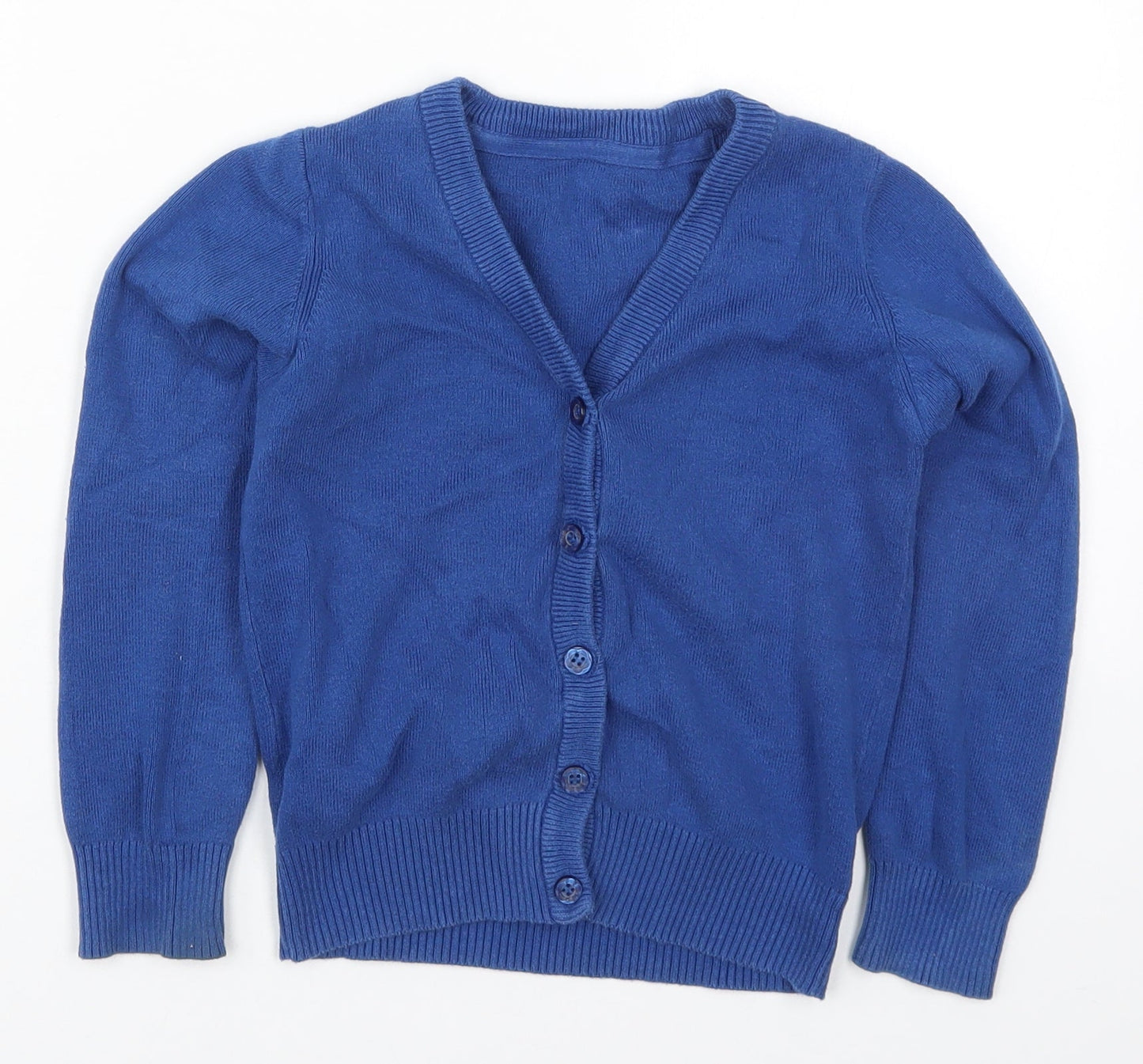 Nutmeg Girls Blue V-Neck  Cotton Cardigan Jumper Size 5-6 Years  Button