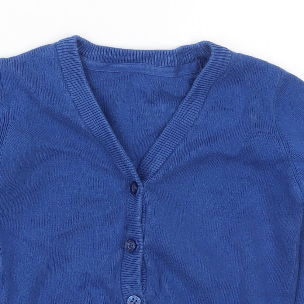 Nutmeg Girls Blue V-Neck  Cotton Cardigan Jumper Size 5-6 Years  Button