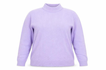 Bonmarché Womens Purple Mock Neck Acrylic Pullover Jumper Size L