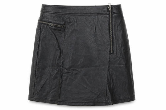 New Look Womens Black  Polyurethane A-Line Skirt Size 8   Zip