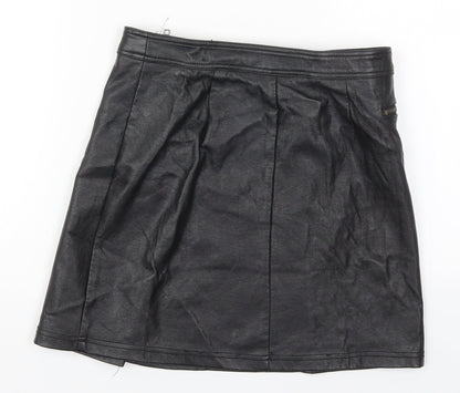 New Look Womens Black  Polyurethane A-Line Skirt Size 8   Zip