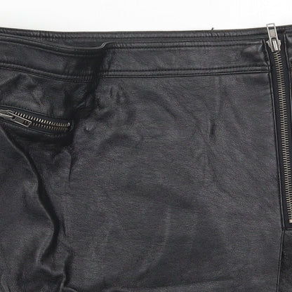 New Look Womens Black  Polyurethane A-Line Skirt Size 8   Zip