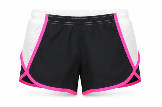 Front view of Layer 8 women’s black colourblock polyester hot pants shorts, size S, 3-inch leg regular