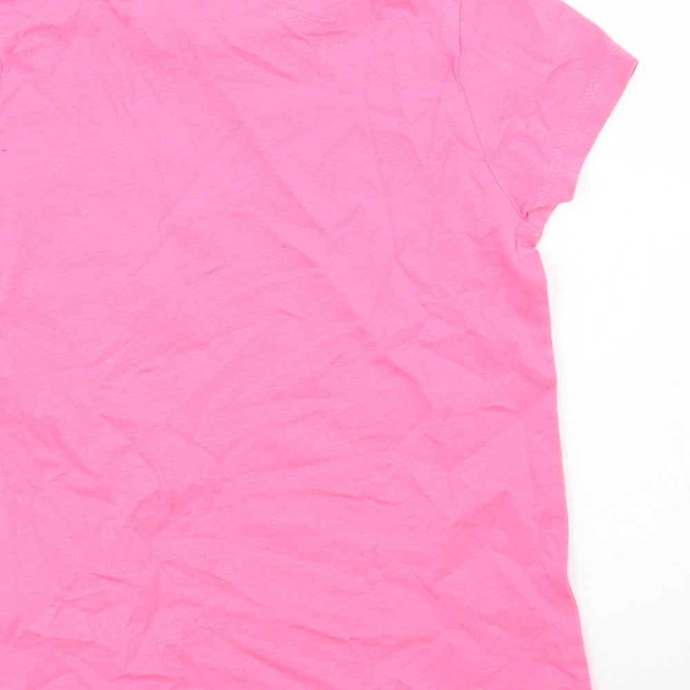 George Girls Pink  Cotton Basic T-Shirt Size 5 Years Crew Neck  - Chest Pocket