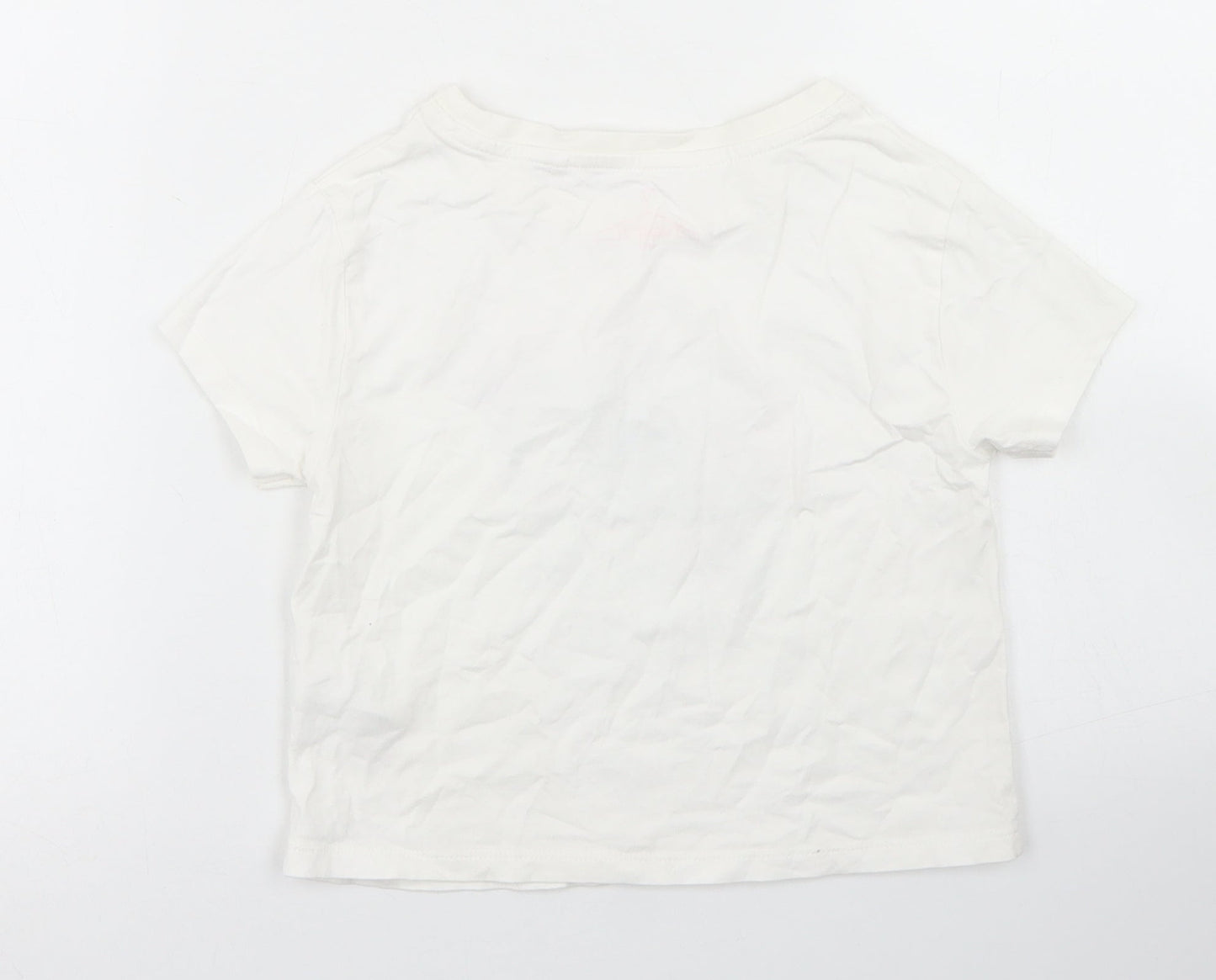NEXT Girls White  Cotton Basic T-Shirt Size 3 Years Crew Neck  - Selfies for days