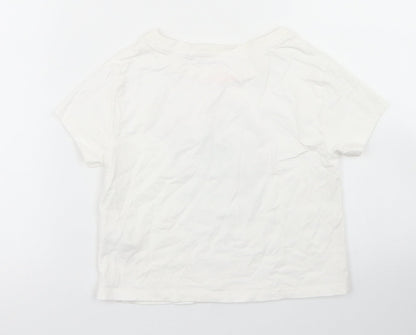 NEXT Girls White  Cotton Basic T-Shirt Size 3 Years Crew Neck  - Selfies for days