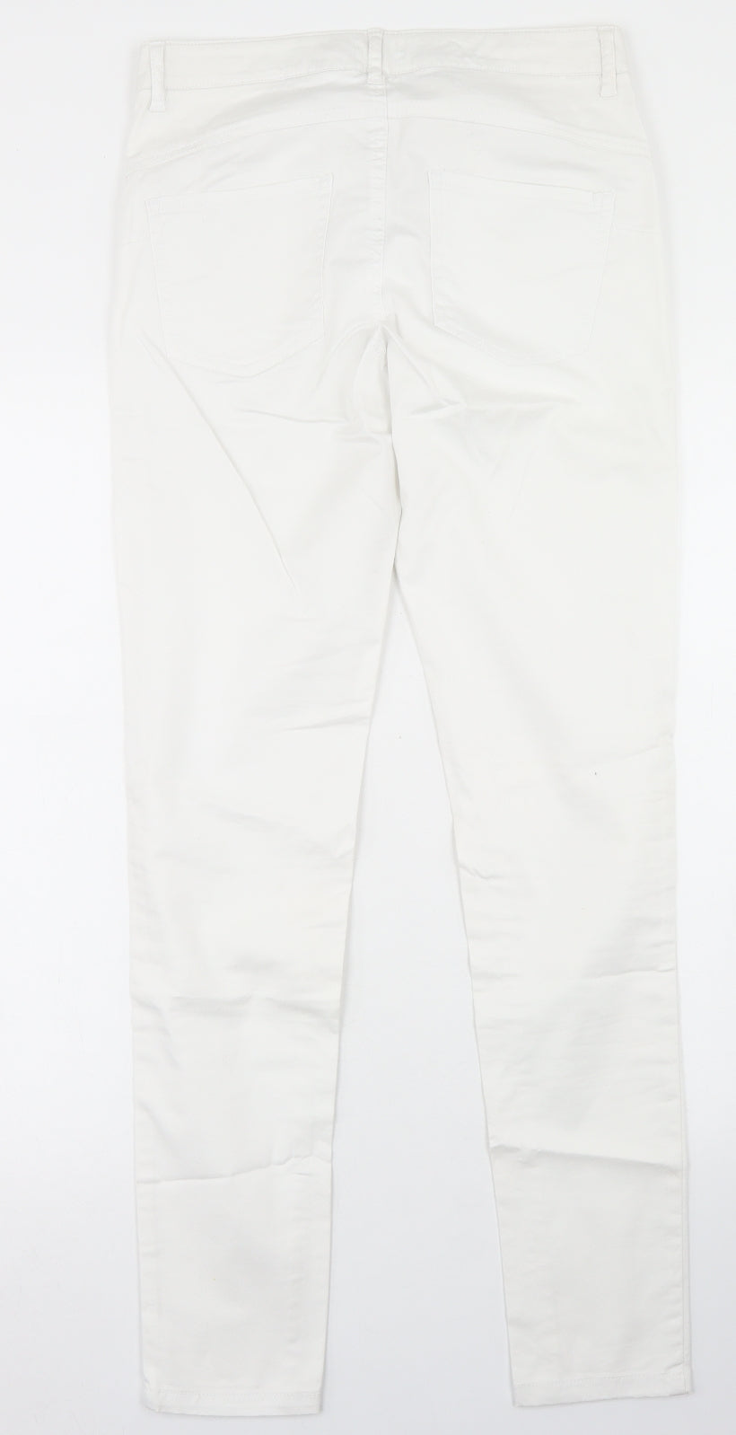United Colors of Benetton Womens White  Cotton Skinny Jeans Size 8 L29 in Regular Button