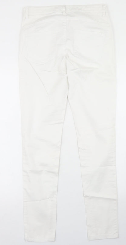 United Colors of Benetton Womens White  Cotton Skinny Jeans Size 8 L29 in Regular Button