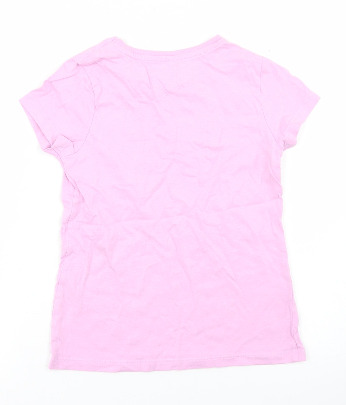 George Girls Purple  Cotton Basic T-Shirt Size 5 Years Crew Neck  - Chest Pocket