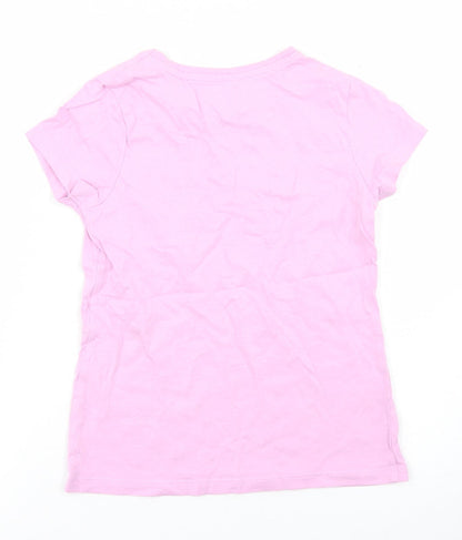 George Girls Purple  Cotton Basic T-Shirt Size 5 Years Crew Neck  - Chest Pocket