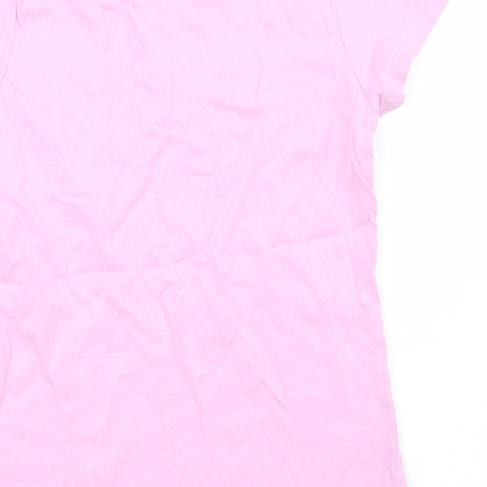 George Girls Purple  Cotton Basic T-Shirt Size 5 Years Crew Neck  - Chest Pocket