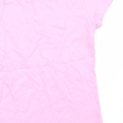 George Girls Purple  Cotton Basic T-Shirt Size 5 Years Crew Neck  - Chest Pocket
