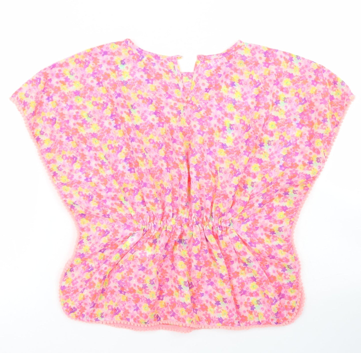 Primark Girls Pink Floral Polyester Kaftan  Size 2-3 Years  Round Neck Button - Swim Wear