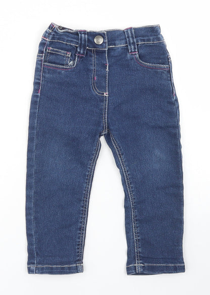 Young Dimensions Girls Blue  Cotton Cargo Jeans Size 18-24 Months  Snap