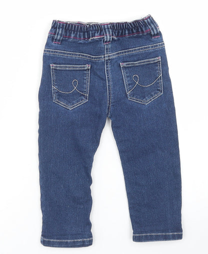 Young Dimensions Girls Blue  Cotton Cargo Jeans Size 18-24 Months  Snap