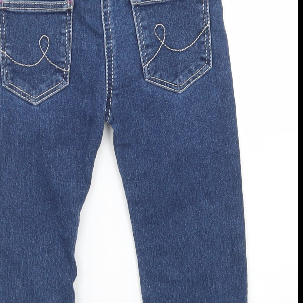 Young Dimensions Girls Blue  Cotton Cargo Jeans Size 18-24 Months  Snap