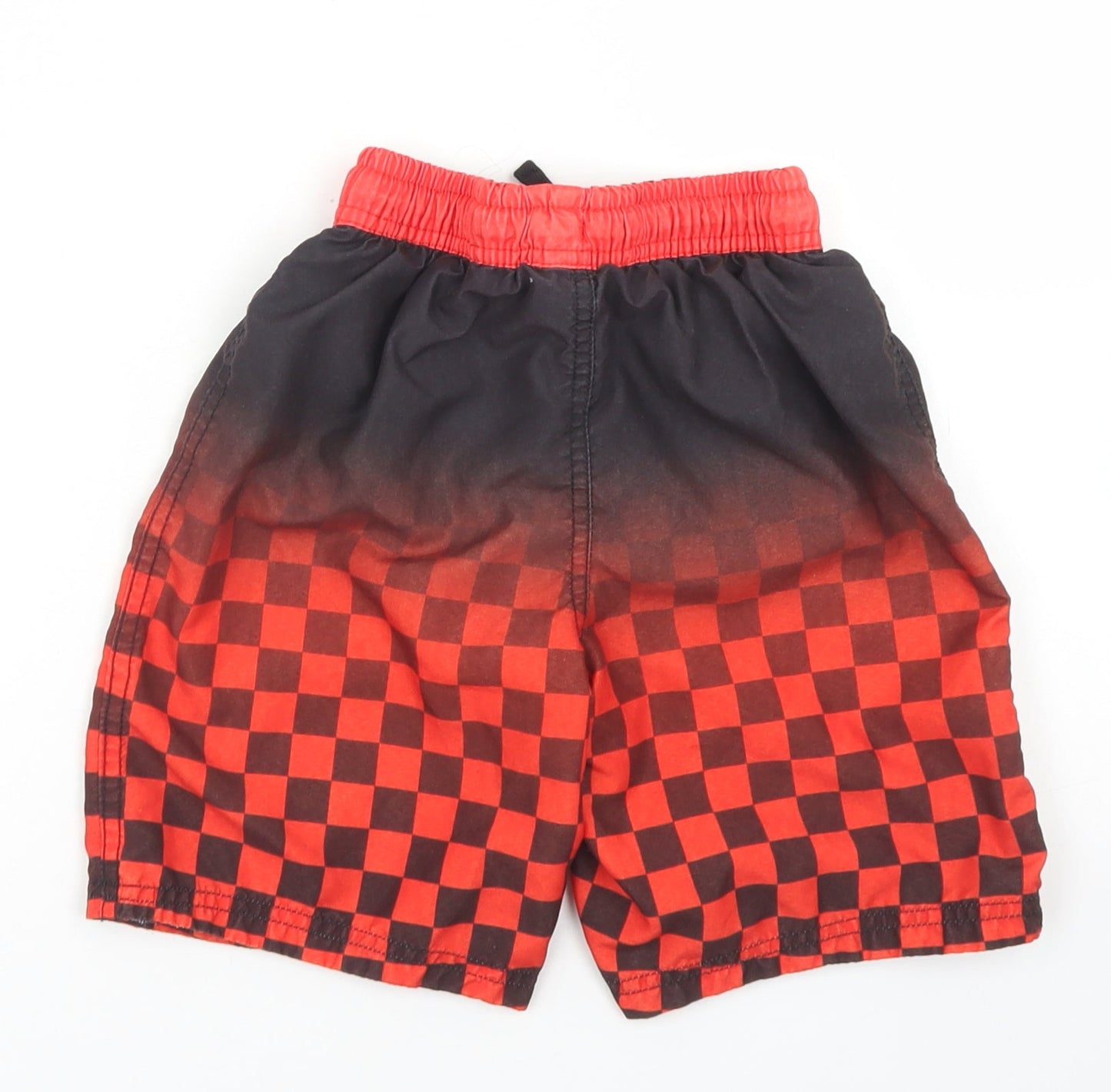 George Boys Red Check Polyester Sweat Shorts Size 6-7 Years  Regular Drawstring - Cars Lightning Mcqueen